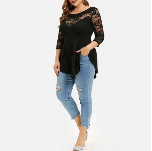 Blusa Feminina Black Renda Floral